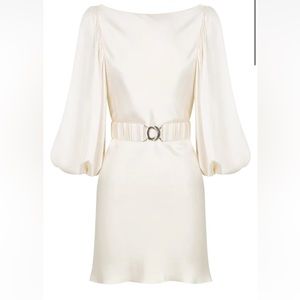 LA LUNE BALLOON SLEEVE MINI DRESS WITH BELT - CREAM - Shona Joy